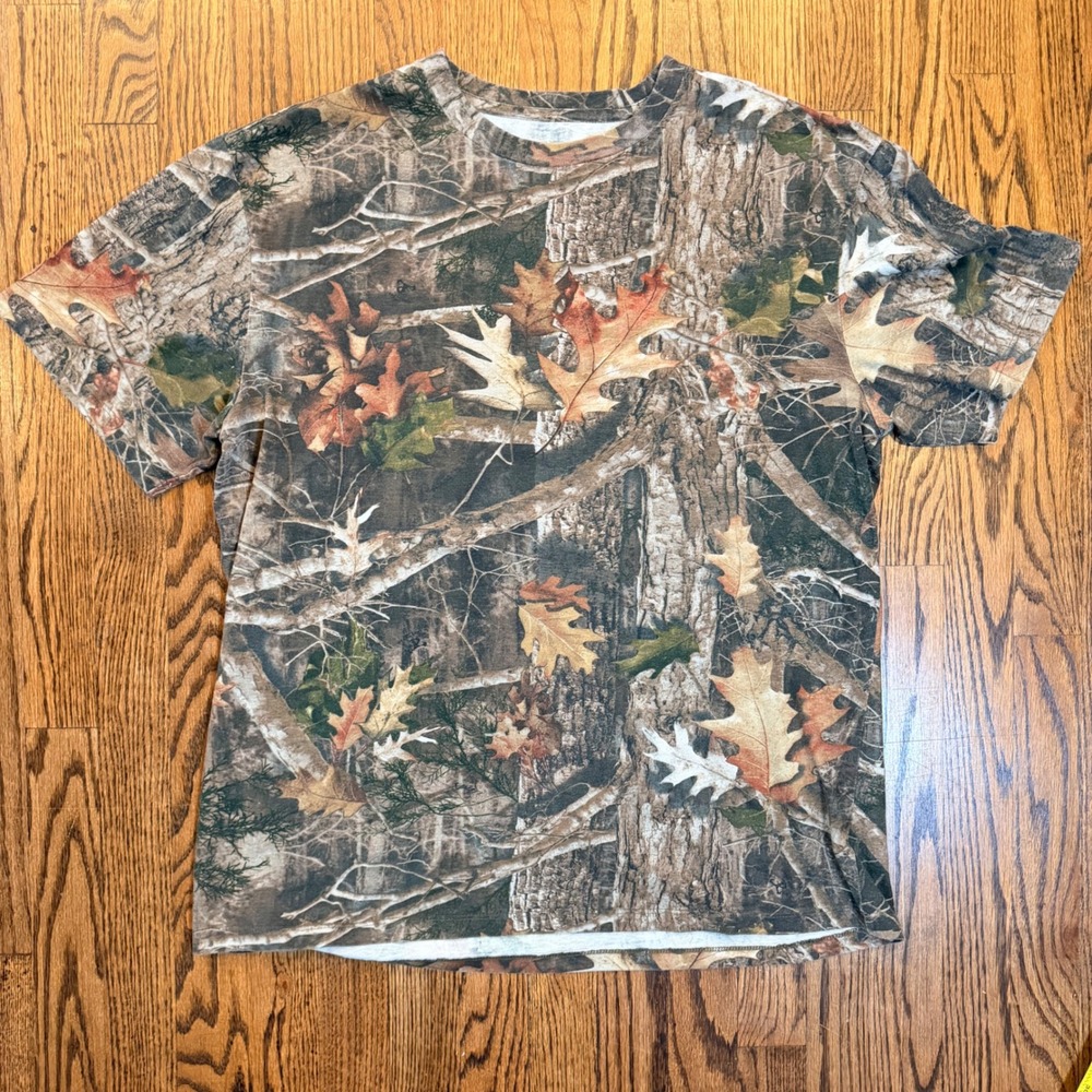 Realtree AP Camo T-Shirt Hunting Outdoor‎ Forest Print XL Brown Green